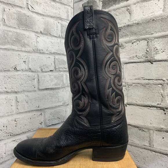 Vintage 90s WM. Moorby Black Leather Western Cowboy Boots - Picture 5 of 15